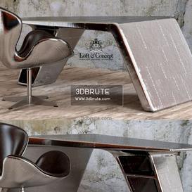 Restoration Hardware Aviator Desk Table Chair 3dbrute 3dmodel