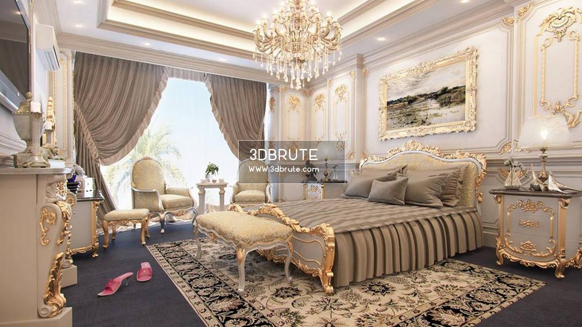 Bedroom classic 3dsmax 3dmodel download free Saudi Arabic