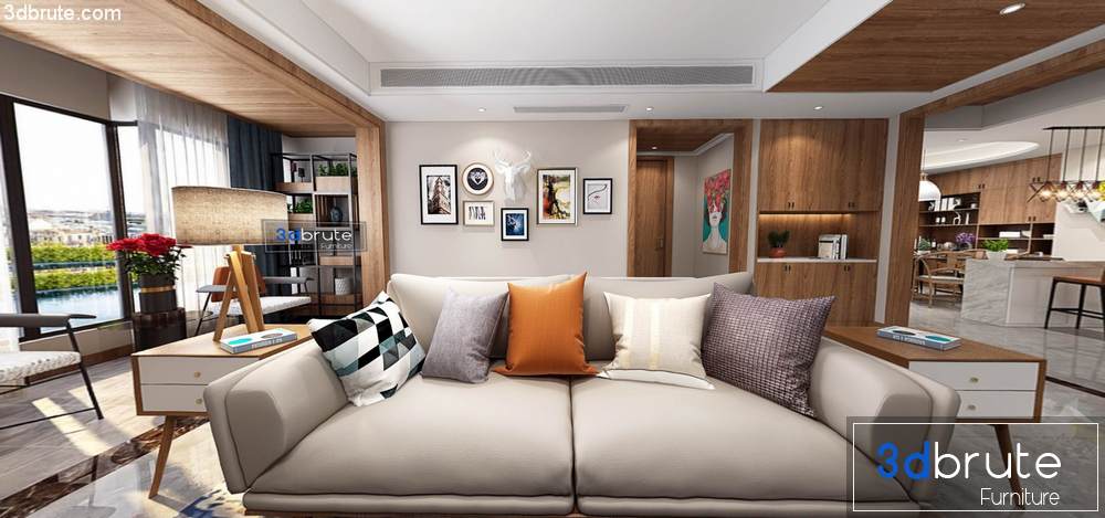 Modern Living room  render 360 3dsmax