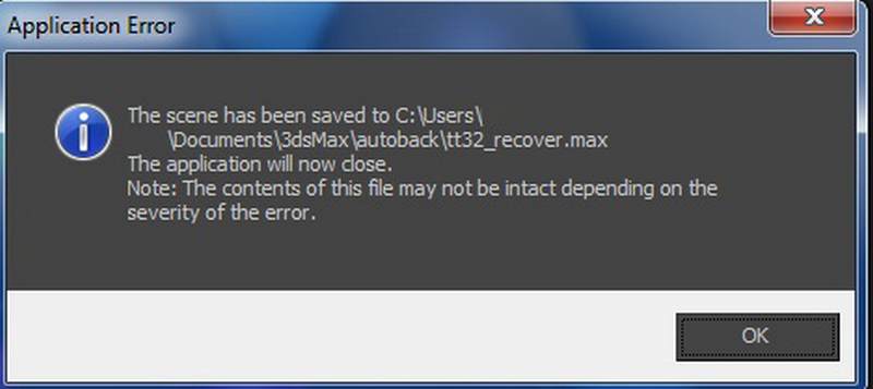 An error has occurred and the application. Application erro 3d Max. An Error has occurred and the application will Now close 3ds Max. Ошибка 3f0. An Error has occurred and the application will Now close 3ds Max при открытии сцены.