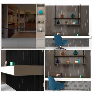 Wardrobe And Study Table 3d Model Buy Download 3dbrute