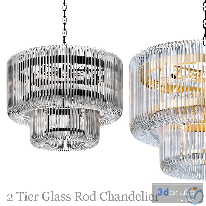 2-tier-glass-rod-chandelier 3d model