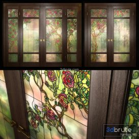 A Set Of Two Double Doors With Stained Glass 3d Model Buy Download 3dbrute