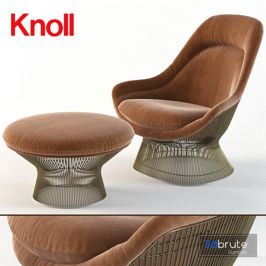 warren platner easy chair knoll ottoman 3d model buy