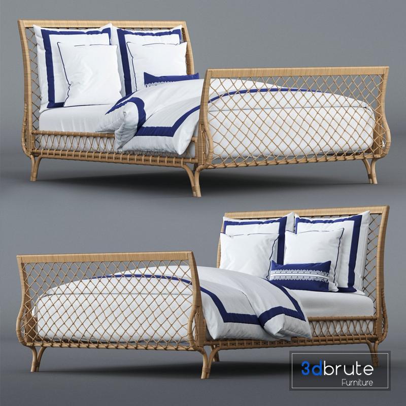 Avalon Bed And Beach Club Border Bedding Set 3d Model Buy Download 3dbrute