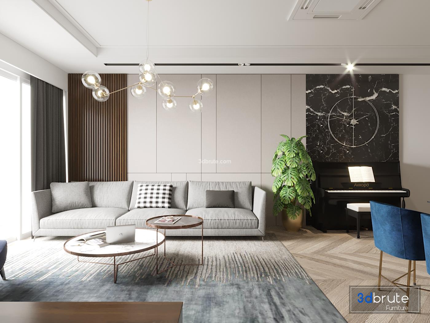 Modern living room Scene corona render (2)