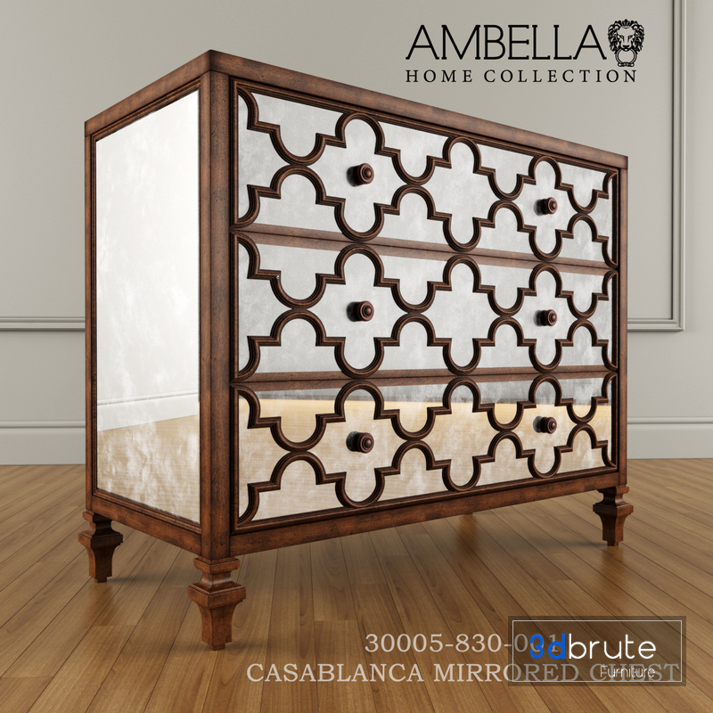 Ambella Home Casablanca Mirrored Chest 3d Model Buy Download 3dbrute