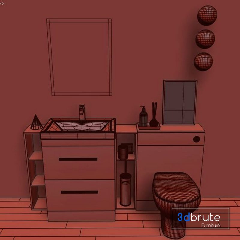 Patello 1600 Fitted Bathroom Furniture Set 3d Model Buy Download 3dbrute