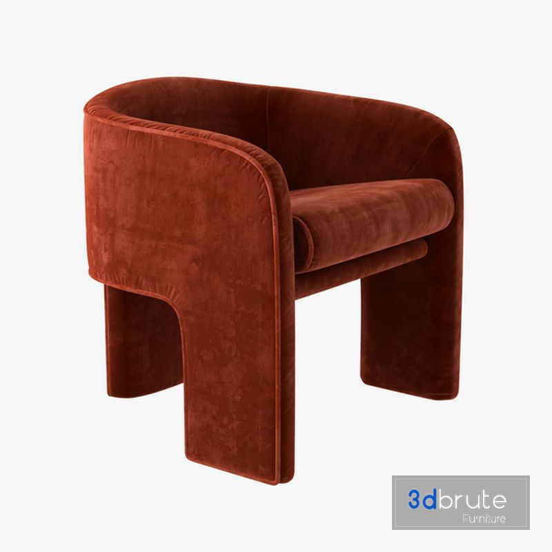 milo baughman armchair in orange velvet