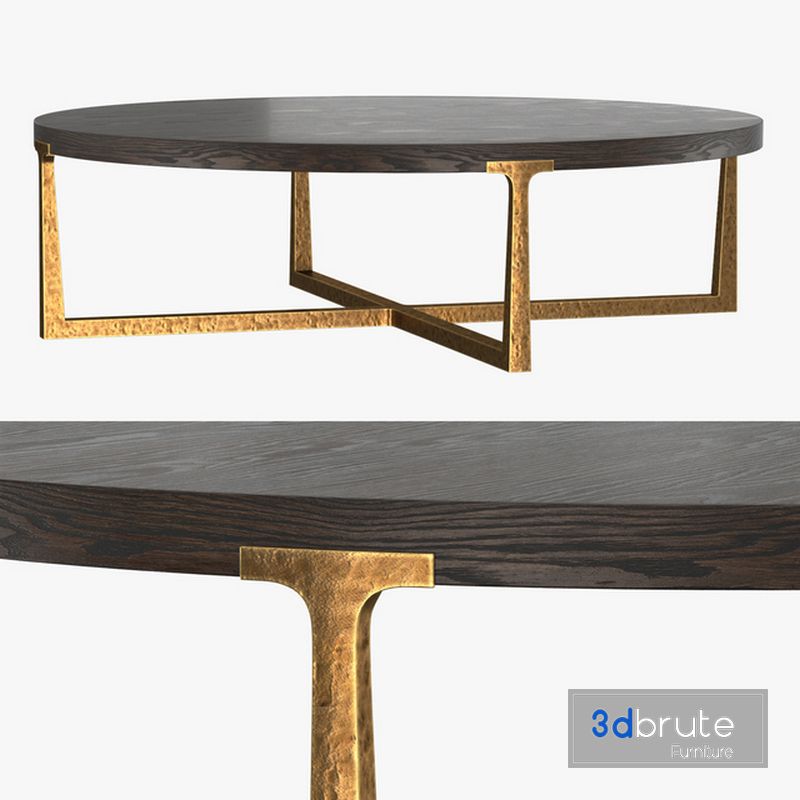 T Brace Round Coffee Table 55 Z7 3d, Restoration Hardware Round Coffee Table Wood