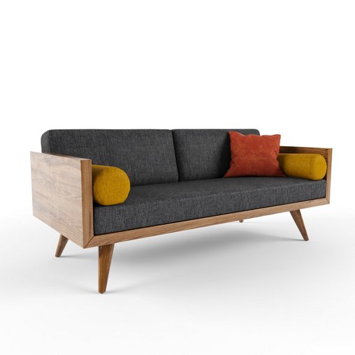 Sofa 2 Seater -Wood Frame 3d model Download  Buy 3dbrute