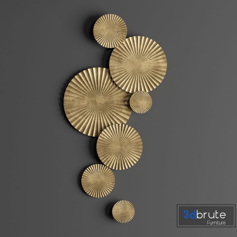 Gold Wall Decor 3d Model 3dbrute - Gold Wall Accent Pieces