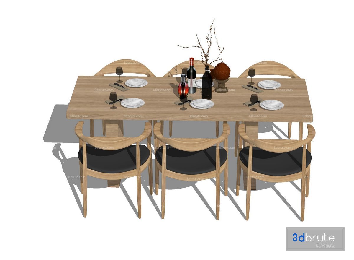Dining Room Table And Chairs Sketchup Models