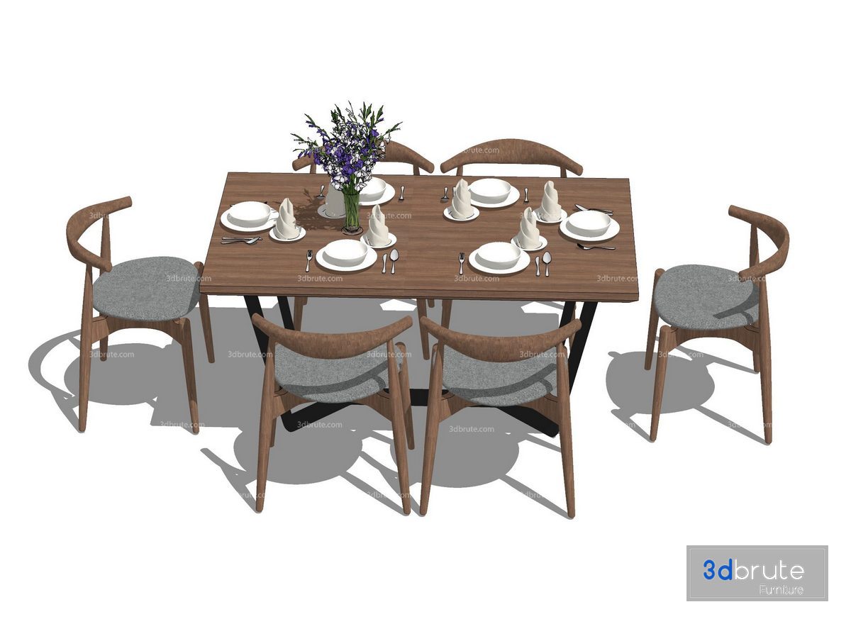 Dining Set Sketchup 3d Model, Kitchen & Dining Room Tables