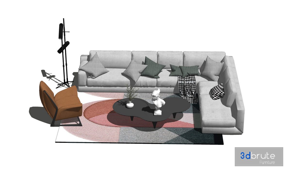 Living Room Sofa Set Sketchup Model