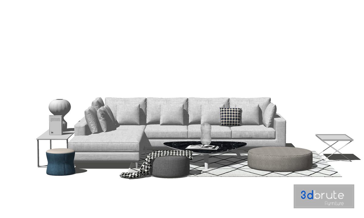 Sofa set Sketchup 3d model Sketchup Download Free 3dbrute