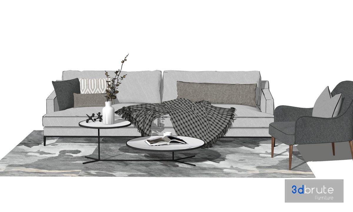 Living Room Sofa Set Sketchup Model Sofa Set Sketchup 3d Model   Sofa Set Sketchup 61 