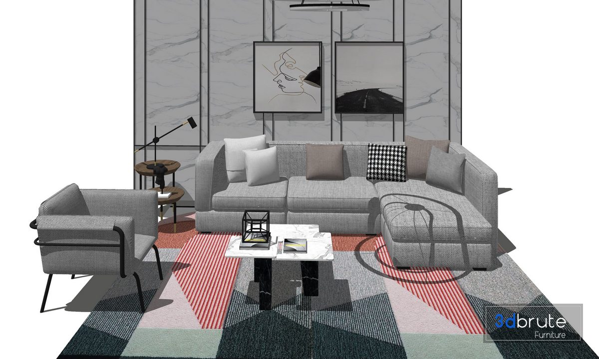 Living Room Sofa Set Sketchup Model Sofa Set Sketchup 3d Model   Sofa Set Sketchup 74 