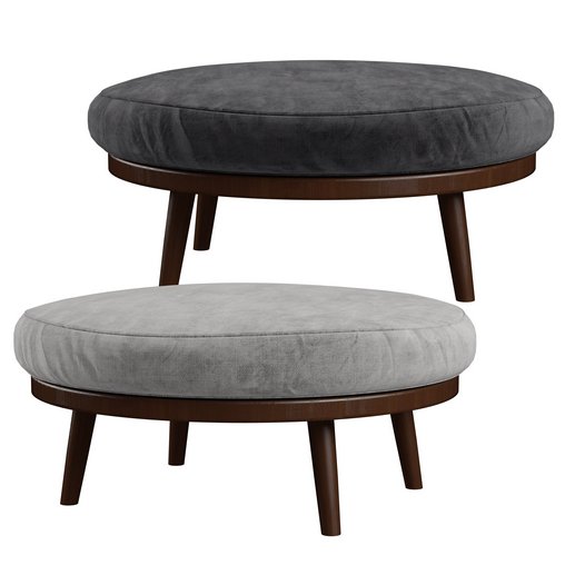 Imre Round Leather Ottoman