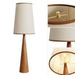 Bruna Walnut Wood and Linen Floor Lamp