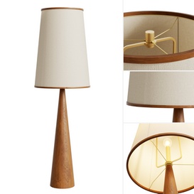 Bruna Walnut Wood and Linen Floor Lamp