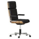 Black leather Giroflex Swivel office chair by Martin Stoll