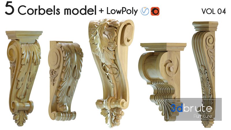 5 Corbels model – LowPoly Vol 4