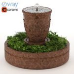 Classic Vase Fountain With Plant