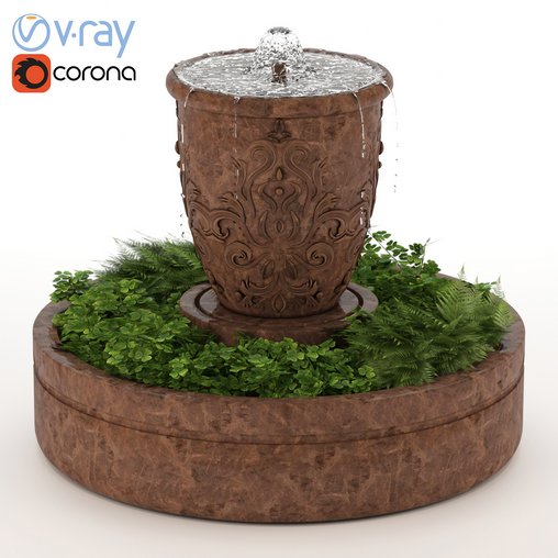 Classic Vase Fountain With Plant