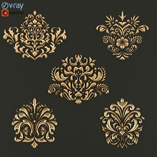 Ornament set 001 3d model Buy Download 3dbrute