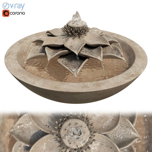 Lotus Flower Bowl Fountain 3d model Download  Buy 3dbrute