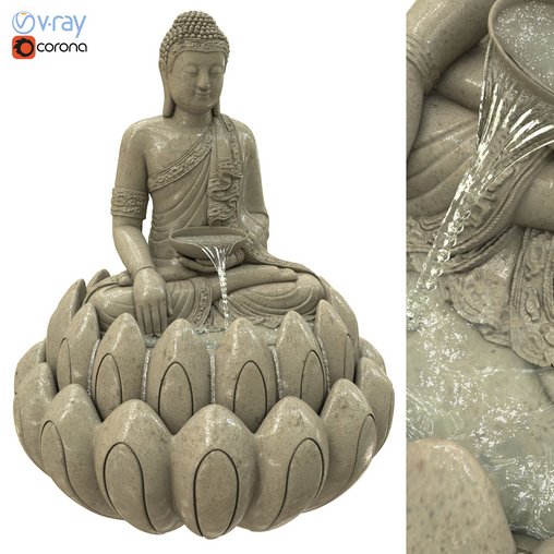 Buddha Lotus Fountain 3d model Download  Buy 3dbrute