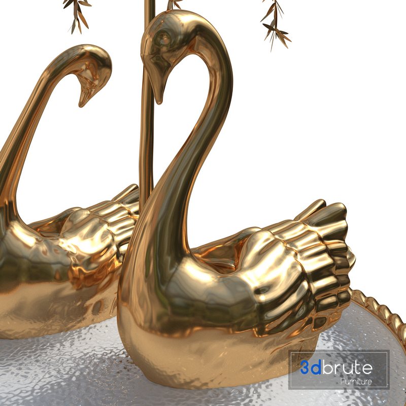 Fountain With Gilt Brass Swans And Weeping Willow 3d model Buy Download ...