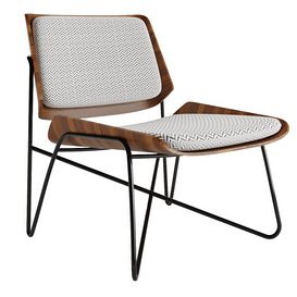 Wooden lounge chair with metal legs 3D model