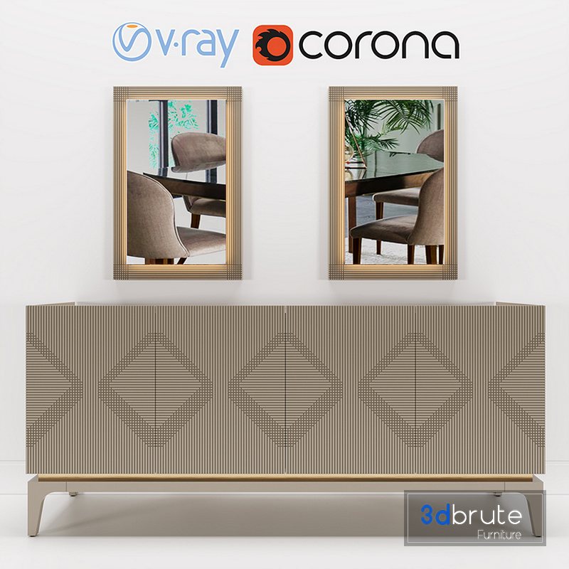 Sideboard with 2 Mirrors