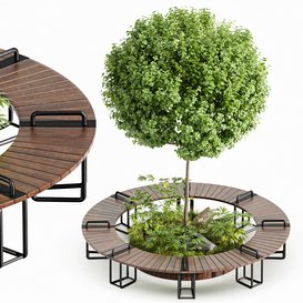 Wooden Modern Trendy Design Round Circular Park Bench