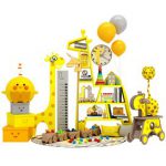 Giraffe shelf with toys
