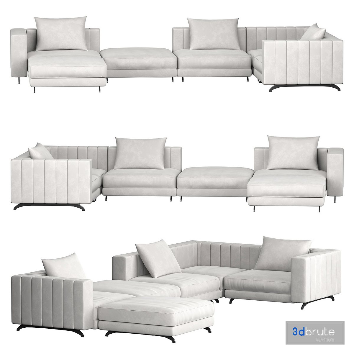 Berlin Modular Sectional sofa 3d model Buy Download 3dbrute