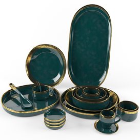 Dishes set in green