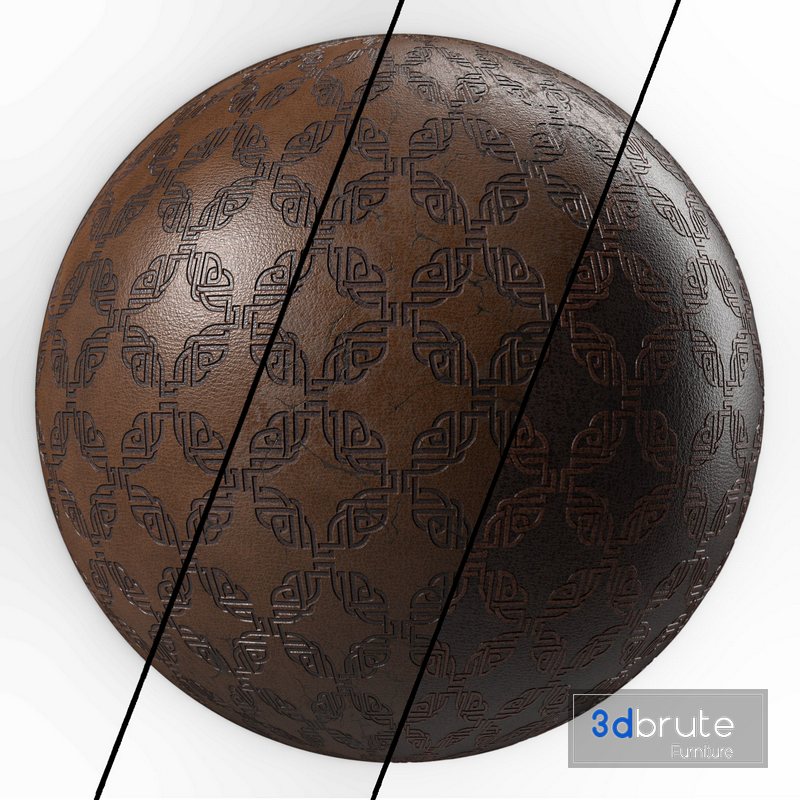 Leather Materials 20- Leather Ornament Pattern By Sbsar-Pbr 4k Seamless