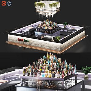 Cocktail Bar- Island Bar-cafe09 3d model Download  Buy 3dbrute