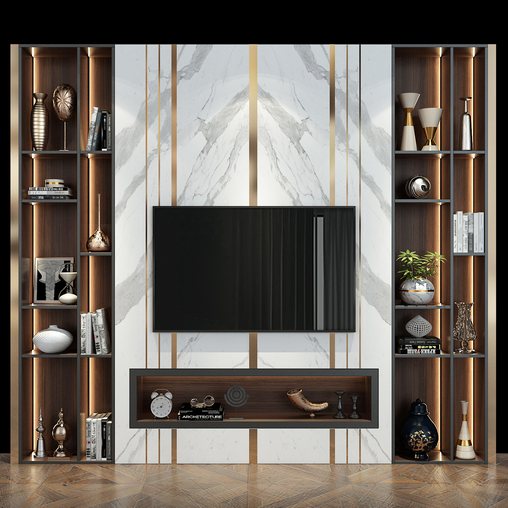 TV Wall set 292 3d model Buy Download 3dbrute