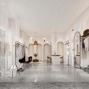 Interior Design 3D Renderings Ladies Elegant Clothes Shop Decors & 3D  Models
