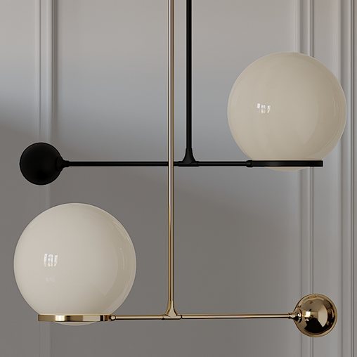 O&G CONTRAPESSO 8inch GLOBE LED PENDANT Gold+ Matte Black