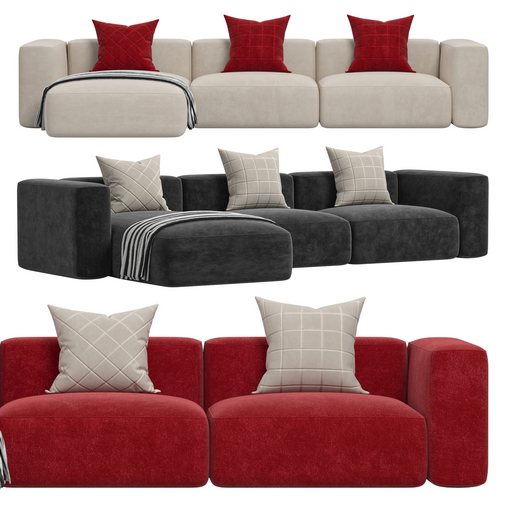 ROSSO 3 SEAT SOFA LOUNGE LEFT 3d model Download  Buy 3dbrute