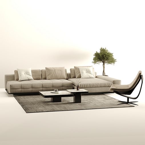 Sofa Corner L shape 3d model Download  Buy 3dbrute