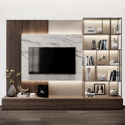 TV Wall set 01281 3d model Buy Download 3dbrute