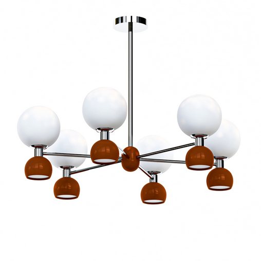 Modern Metal Globe Chandelier with White Glass Shade and Adjustable Hanging Length