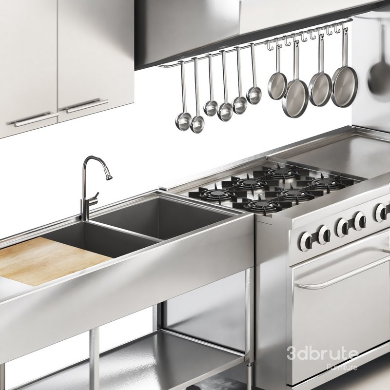 Cafe equipment 02 commercial kitchen 3dbrute 3dmodel furniture and