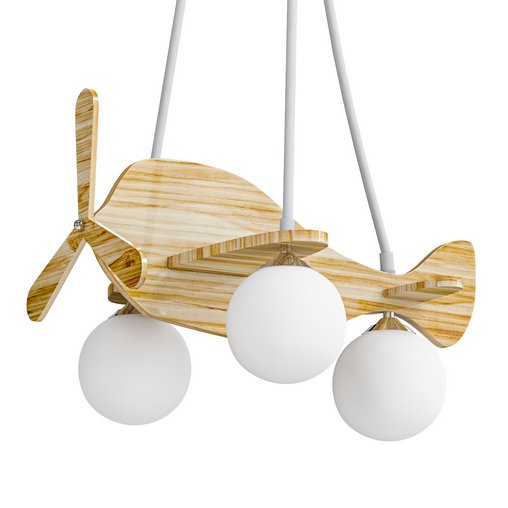 Wood Kids Chandelier with Globe Lights Acrylic Shade and Adjustable Hanging Length